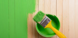 Green paint with brush